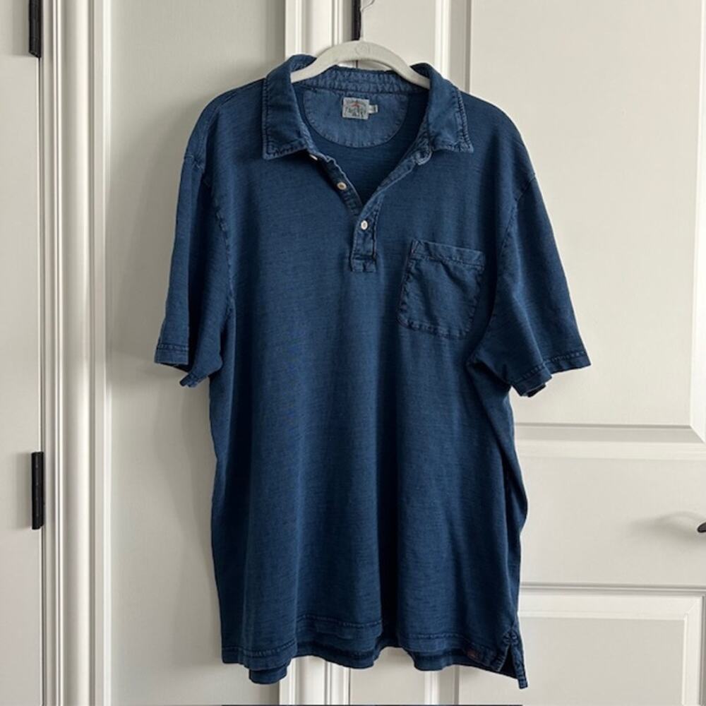 Faherty Short Sleeve Polo Shirt Size: XXL Color: Dark Indigo Wash - Picture 2 of 9